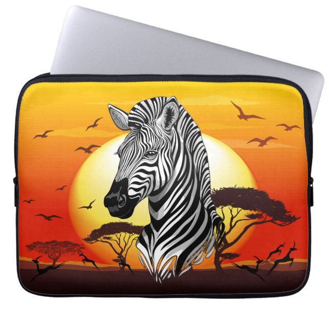 Zebra African Savanna Wild Animal Laptop Sleeve (Front)