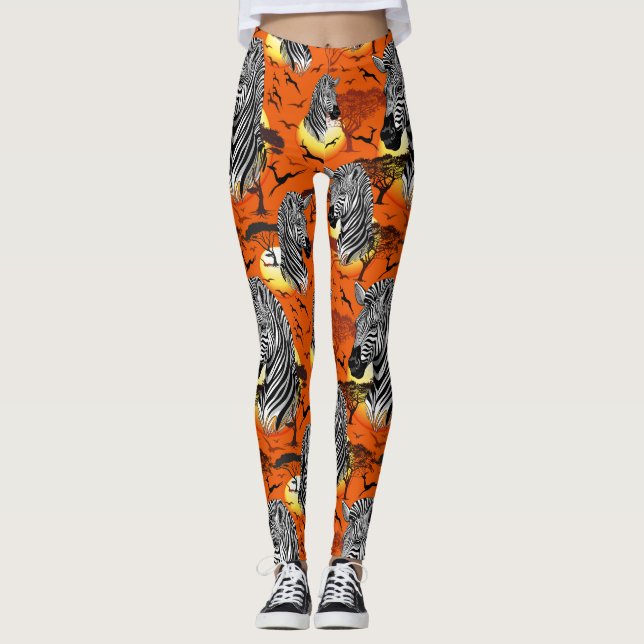 Zebra African Savanna Wild Animal Leggings (Front)
