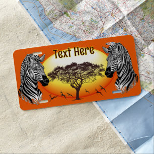 Zebra African Savanna Wild Animal License Plate