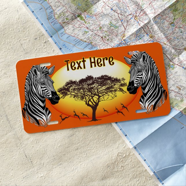 Zebra African Savanna Wild Animal License Plate (In Situ)