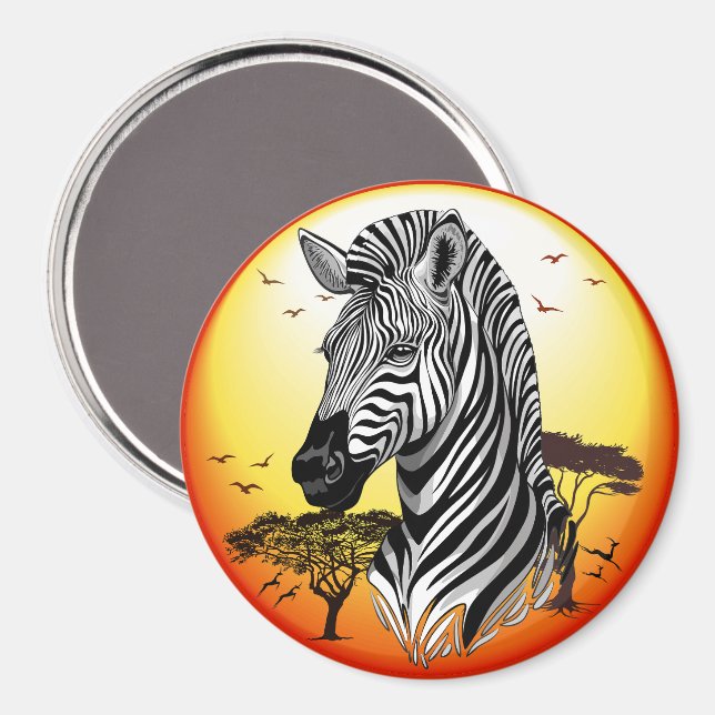 Zebra African Savanna Wild Animal Magnet (Front/Back)