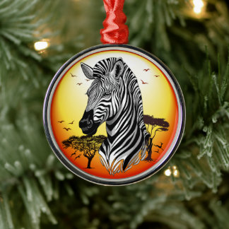 Zebra African Savanna Wild Animal Metal Ornament