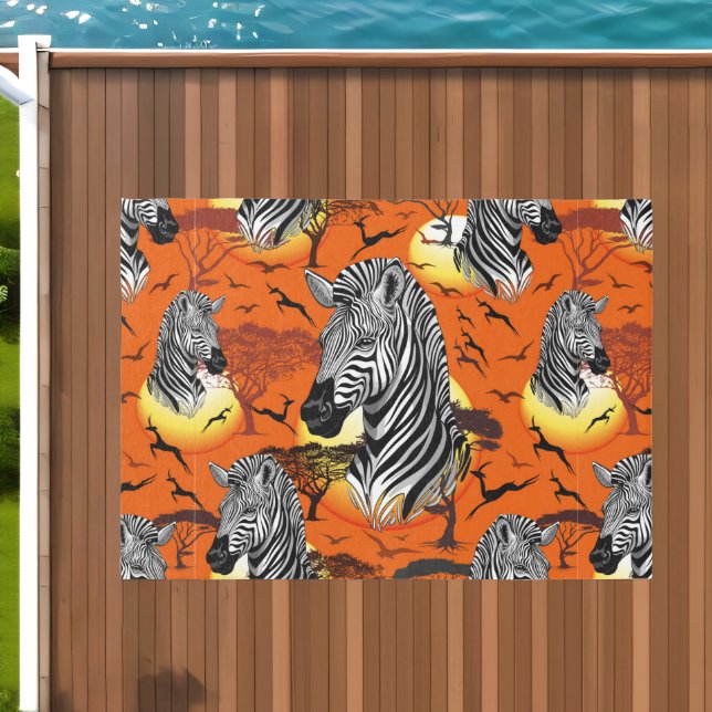 Zebra African Savanna Wild Animal Outdoor Rug (Insitu (Outdoor 1))