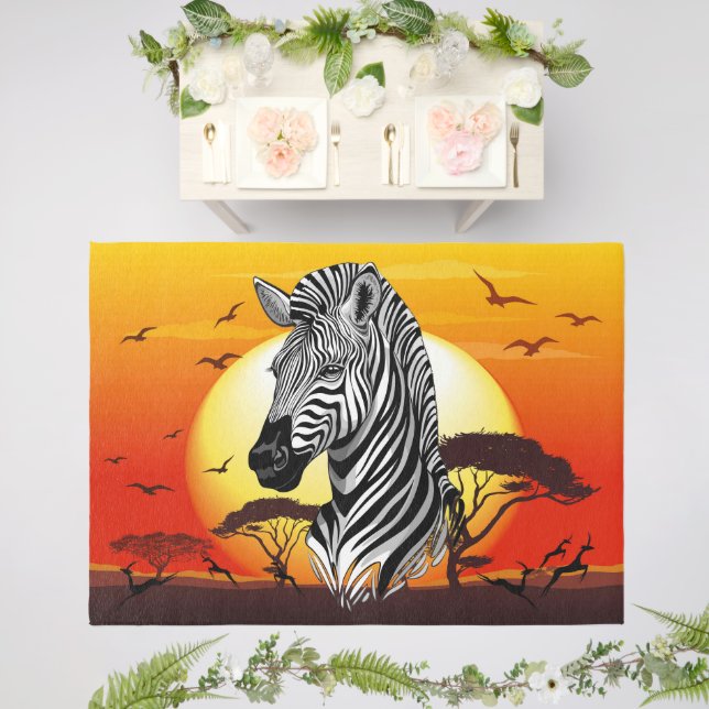 Zebra African Savanna Wild Animal Outdoor Rug (Insitu (Wedding 2))