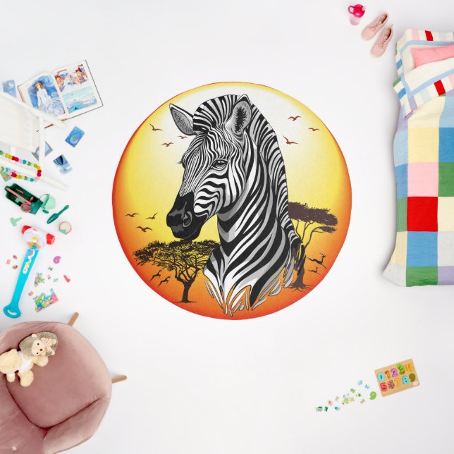Zebra African Savanna Wild Animal Outdoor Rug (Insitu (Babyroom))