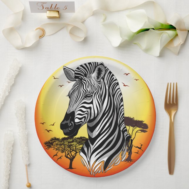 Zebra African Savanna Wild Animal Paper Plates (Wedding)