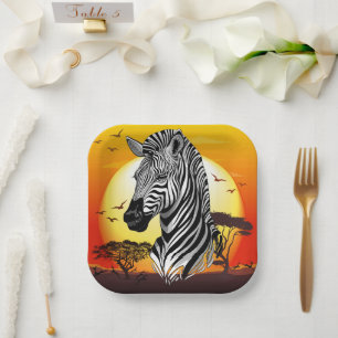 Zebra African Savanna Wild Animal Paper Plates