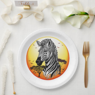 Zebra African Savanna Wild Animal Paper Plates