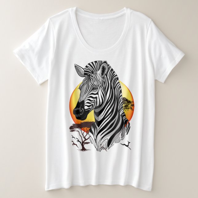 Zebra African Savanna Wild Animal Plus Size T-Shirt (Design Front)