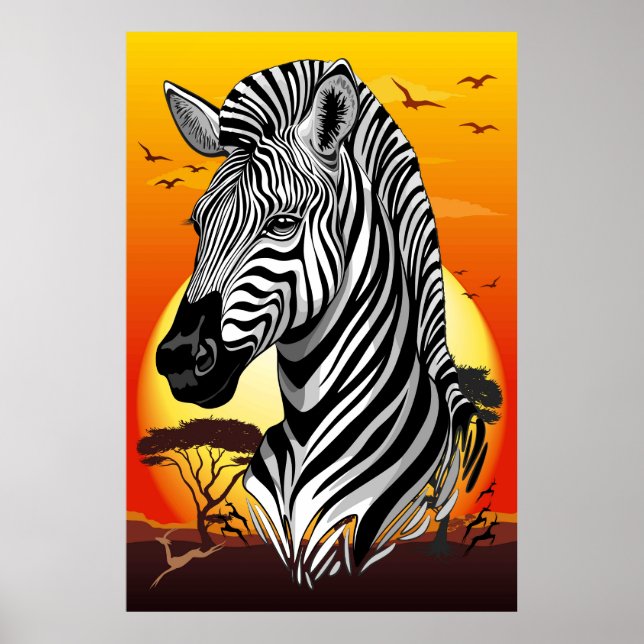 Zebra African Savanna Wild Animal Poster (Front)