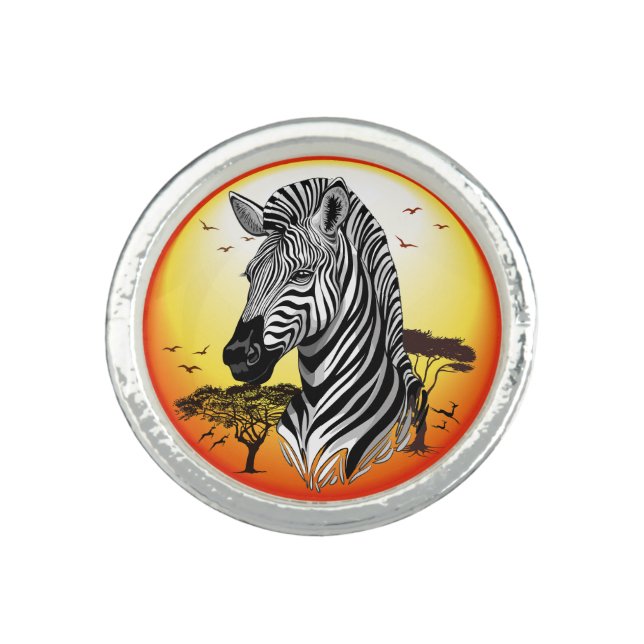 Zebra African Savanna Wild Animal Ring (Front)