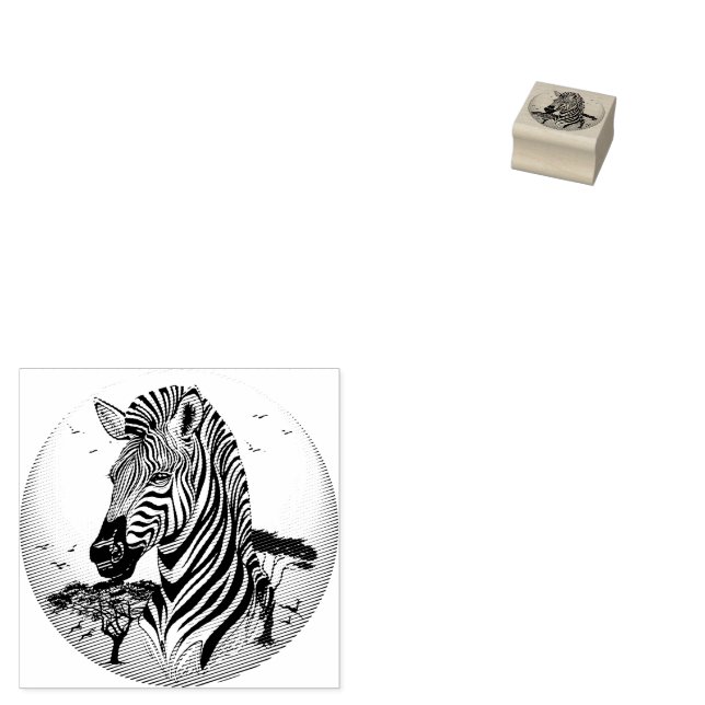 Zebra African Savanna Wild Animal Rubber Stamp (Stamped)