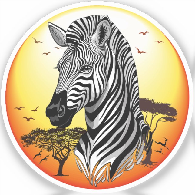 Zebra African Savanna Wild Animal Sticker (Front)