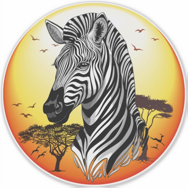 Zebra African Savanna Wild Animal Sticker (Front)