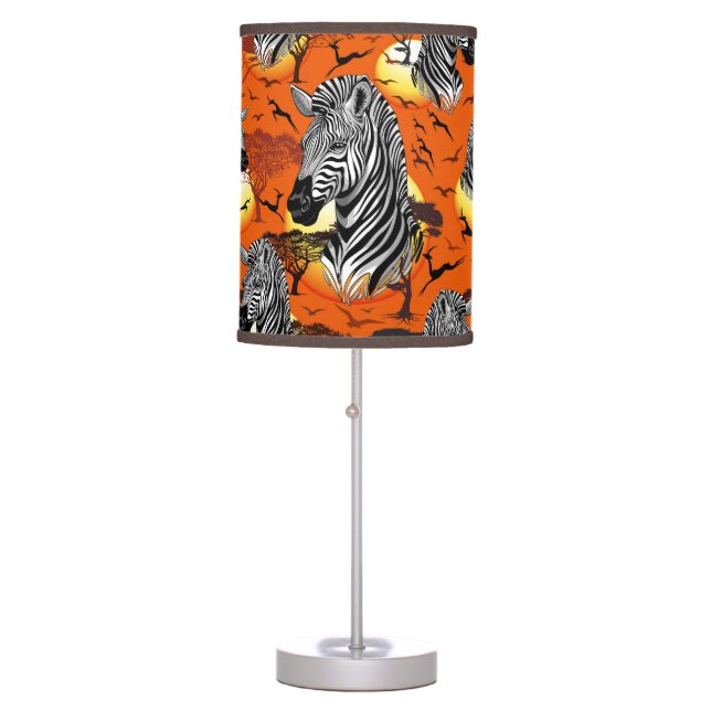 Zebra African Savanna Wild Animal Table Lamp (Front)