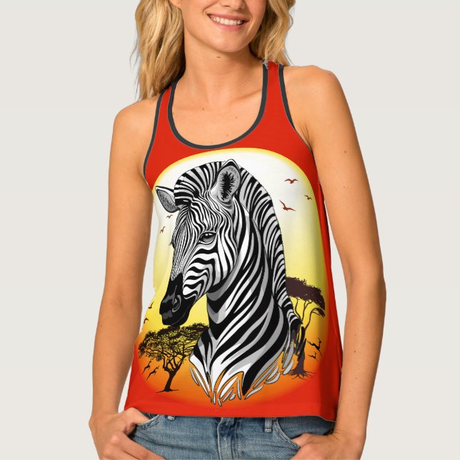 Zebra African Savanna Wild Animal Tank Top (Front)