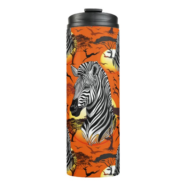 Zebra African Savanna Wild Animal Thermal Tumbler (Front)