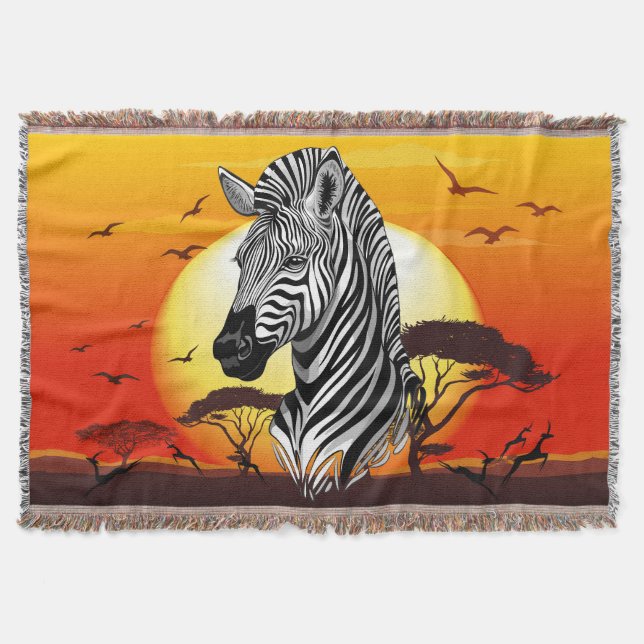 Zebra African Savanna Wild Animal Throw Blanket (Front)