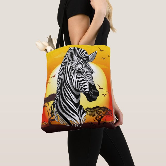 Zebra African Savanna Wild Animal Tote Bag (Close Up)