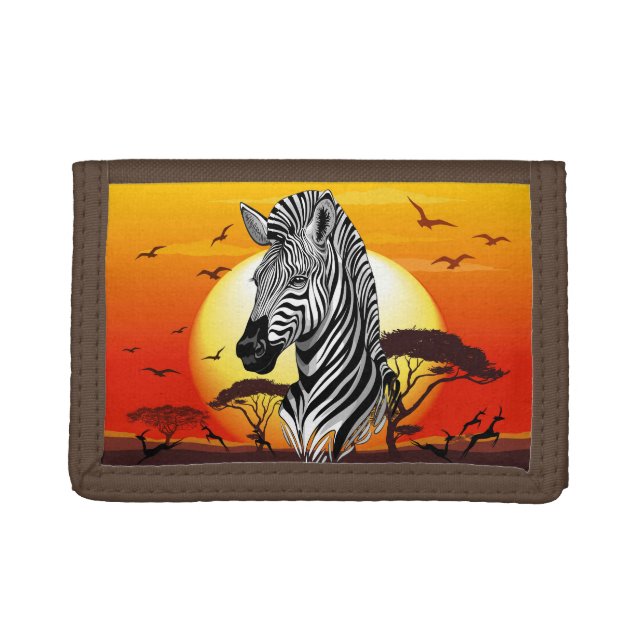 Zebra African Savanna Wild Animal Trifold Wallet (Front)