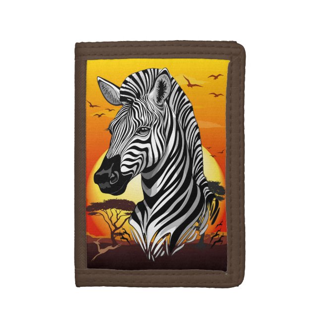 Zebra African Savanna Wild Animal Trifold Wallet (Front Vertical)