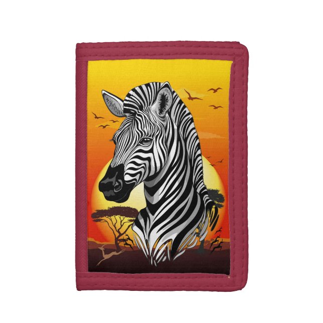 Zebra African Savanna Wild Animal Trifold Wallet (Front Vertical)