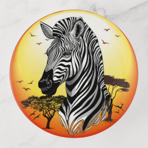 Zebra African Savanna Wild Animal Trinket Tray