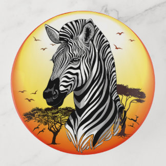 Zebra African Savanna Wild Animal Trinket Tray