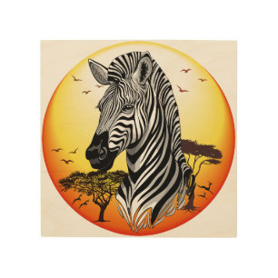 Zebra African Savanna Wild Animal Wood Wall Art