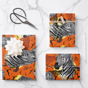 Zebra African Savanna Wild Animal Wrapping Paper Sheets