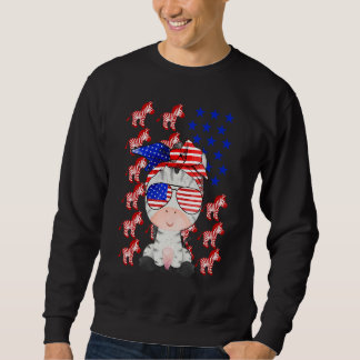 Zebra American Flag Zebra Patriotic 4th Of July Sweatshirt