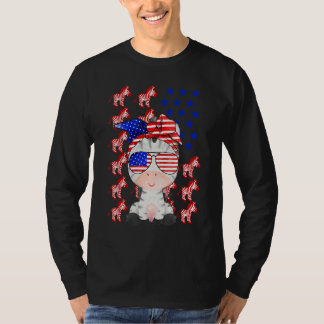 Zebra American Flag Zebra Patriotic 4th Of July T-Shirt