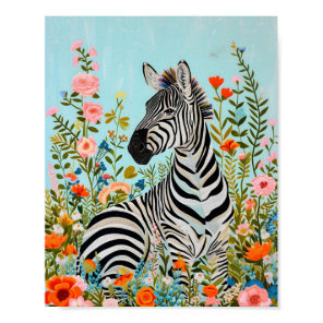 Zebra among the Blooms 🦓 Poster