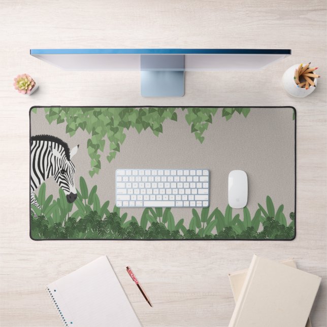 Zebra amongst Leaves Desk Mat (Office 1)