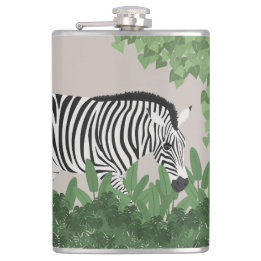 Zebra amongst Leaves Flask