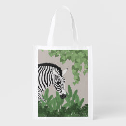 Zebra amongst Leaves Grocery Bag