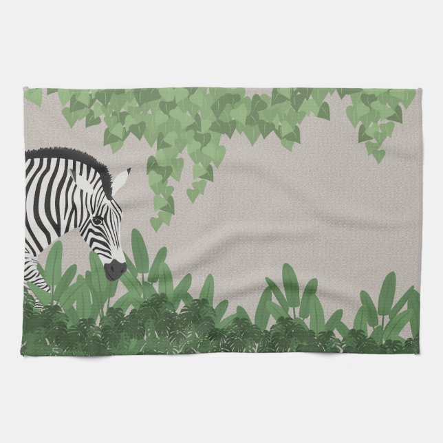 Zebra amongst Leaves Kitchen Towel (Horizontal)