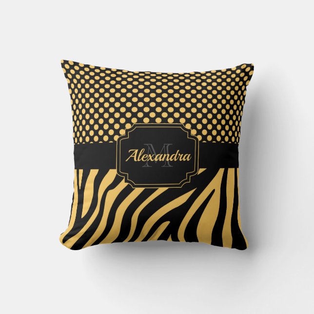 Zebra and Dots Throw Pillow (Front)