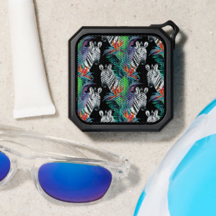 Zebra And Exotic Flowers Pattern Bluetooth Speaker