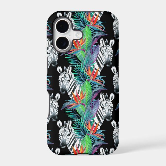 Zebra And Exotic Flowers Pattern Iphone Case (Back)