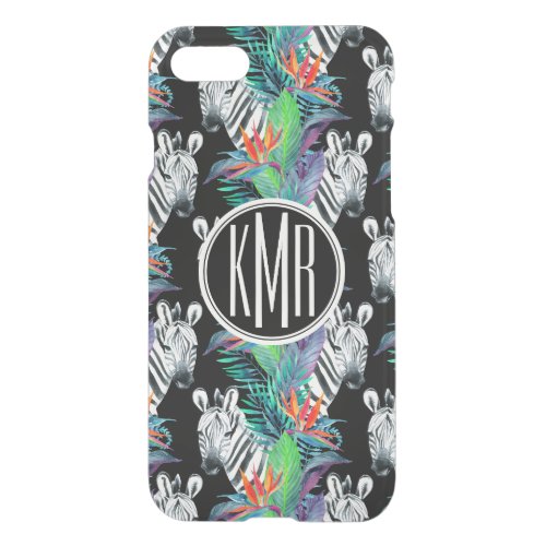 Zebra And Exotic Flowers Pattern  Monogram iPhone SE87 Case