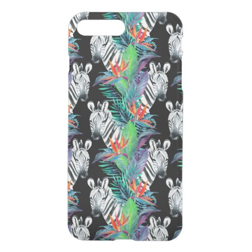 Zebra And Exotic Flowers Pattern iPhone 8 Plus7 Plus Case