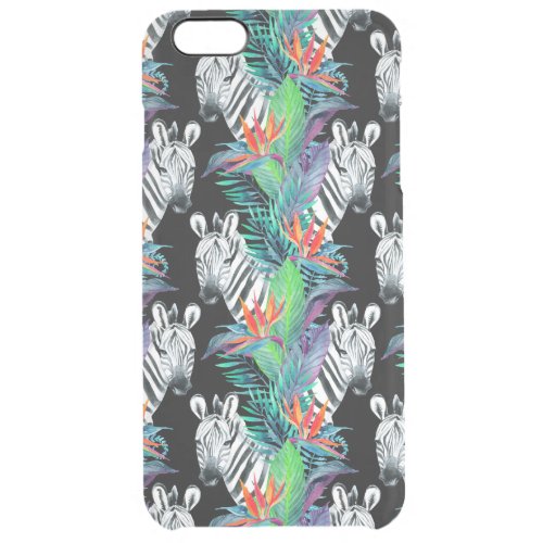 Zebra And Exotic Flowers Pattern Clear iPhone 6 Plus Case