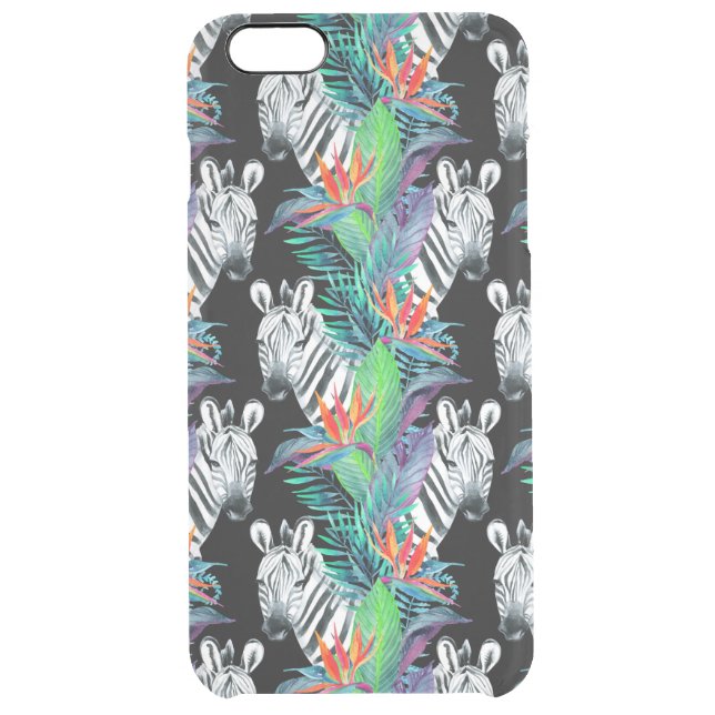 Zebra And Exotic Flowers Pattern Uncommon iPhone Case (Back)