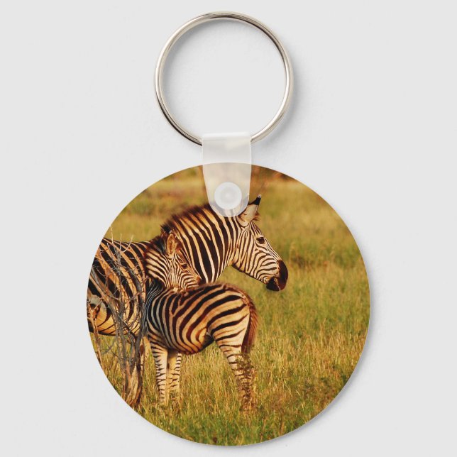 Zebra and foal - safari animals keyrings (Front)