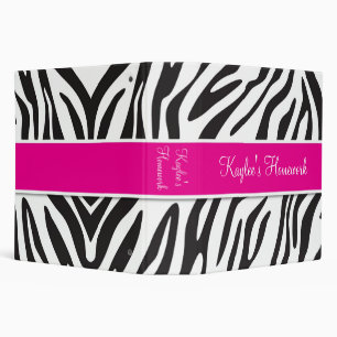 Zebra and Hot Pink Binder 2 inch