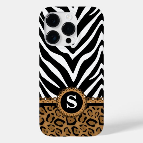 Zebra and Leopard Monogram Case_Mate iPhone 14 Pro Case