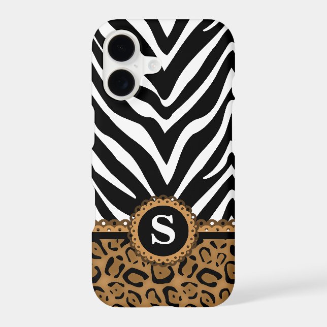Zebra and Leopard Monogram Case-Mate iPhone Case (Back)