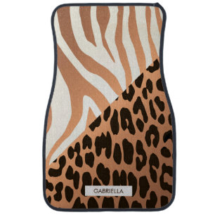 Zebra and Leopard Print Car Floor Mat
