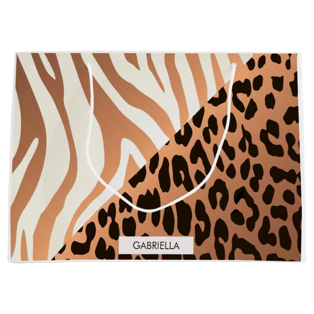 Zebra and Leopard Print Large Gift Bag (Front)